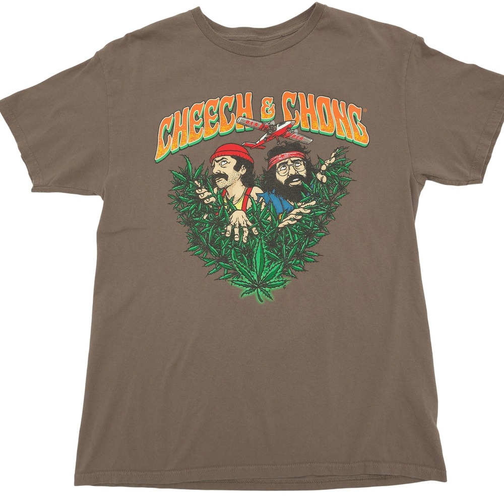 Cheech & Chong Graphic T-Shirt Mens Medium Brown Short Sleeve Cotton Tee